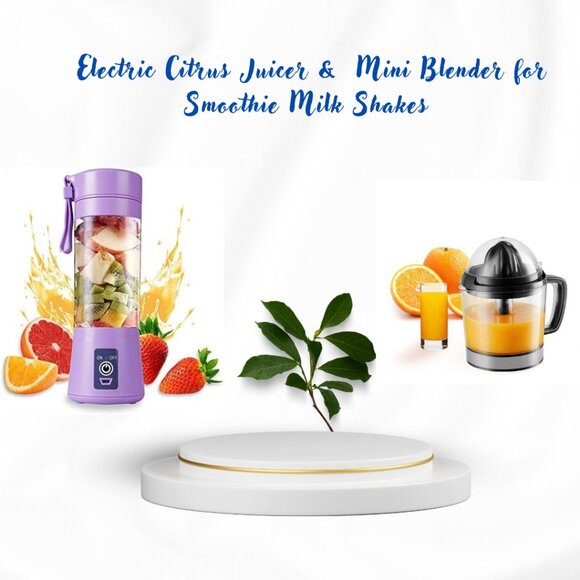 Electric Citrus Juicer soft Drinks & Mini Blender for Smoothie Pack1 Combo Pack - Picture 1 of 11